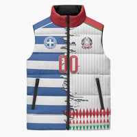 Custom Greece Italy Cultural Half Flag Sleeveless Puffer Jacket Scratch Style