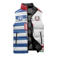 Custom Greece Italy Cultural Half Flag Sleeveless Puffer Jacket Scratch Style