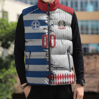 Custom Greece Italy Cultural Half Flag Sleeveless Puffer Jacket Scratch Style