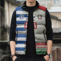 Custom Greece Italy Cultural Half Flag Sleeveless Puffer Jacket Scratch Style