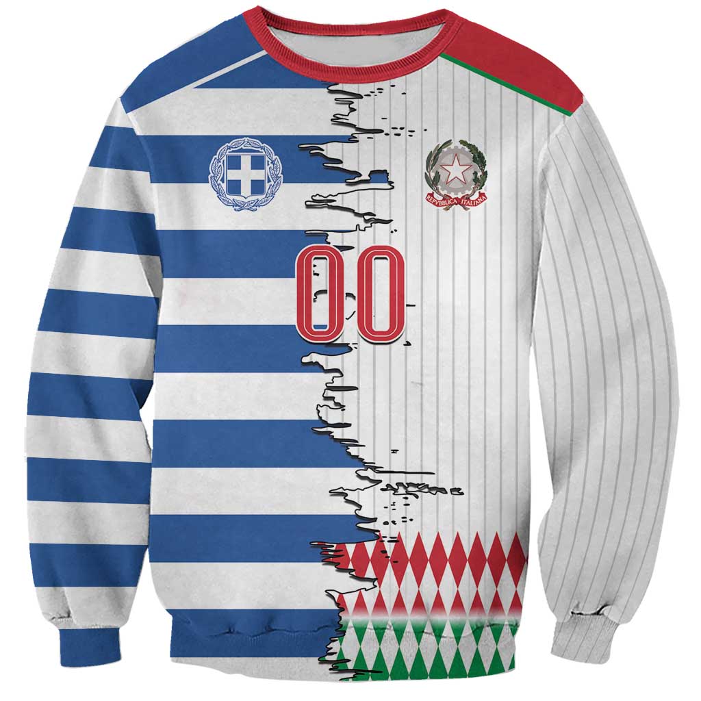 Custom Greece Italy Cultural Half Flag Sweatshirt Scratch Style