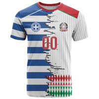 Custom Greece Italy Cultural Half Flag T Shirt Scratch Style