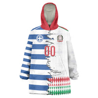 Custom Greece Italy Cultural Half Flag Wearable Blanket Hoodie Scratch Style