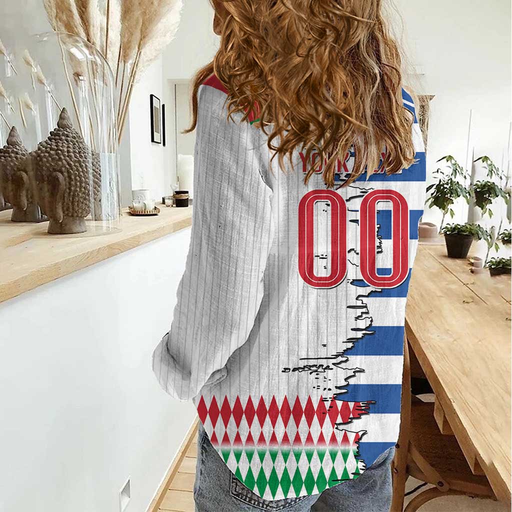 Custom Greece Italy Cultural Half Flag Women Casual Shirt Scratch Style