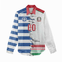 Custom Greece Italy Cultural Half Flag Women Casual Shirt Scratch Style