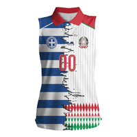 Custom Greece Italy Cultural Half Flag Women Sleeveless Polo Shirt Scratch Style