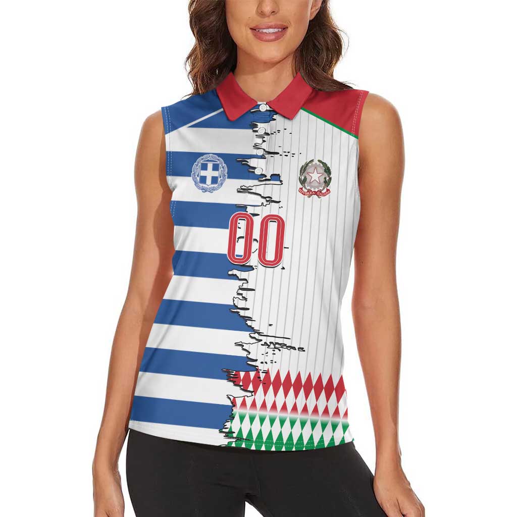 Custom Greece Italy Cultural Half Flag Women Sleeveless Polo Shirt Scratch Style