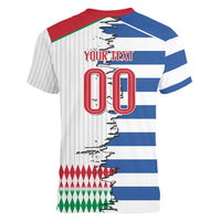 Custom Greece Italy Cultural Half Flag Women V-Neck T-Shirt Scratch Style