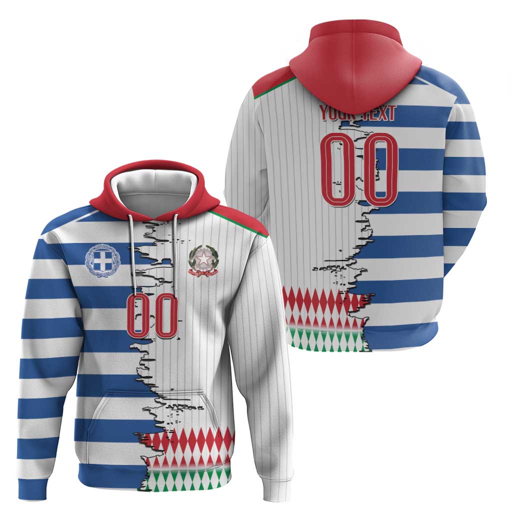 Custom Greece Italy Cultural Half Flag Zip Hoodie Scratch Style