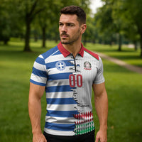 Custom Greece Italy Cultural Half Flag Zipper Polo Shirt Scratch Style