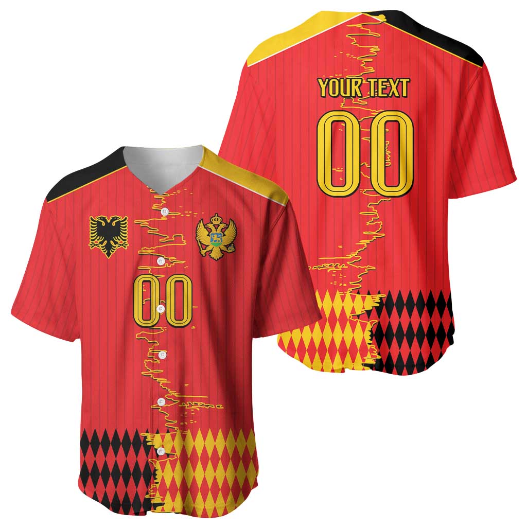 Custom Albania Montenegro Cultural Half Flag Baseball Jersey Scratch Style
