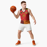 Custom Albania Montenegro Cultural Half Flag Basketball Jersey Scratch Style