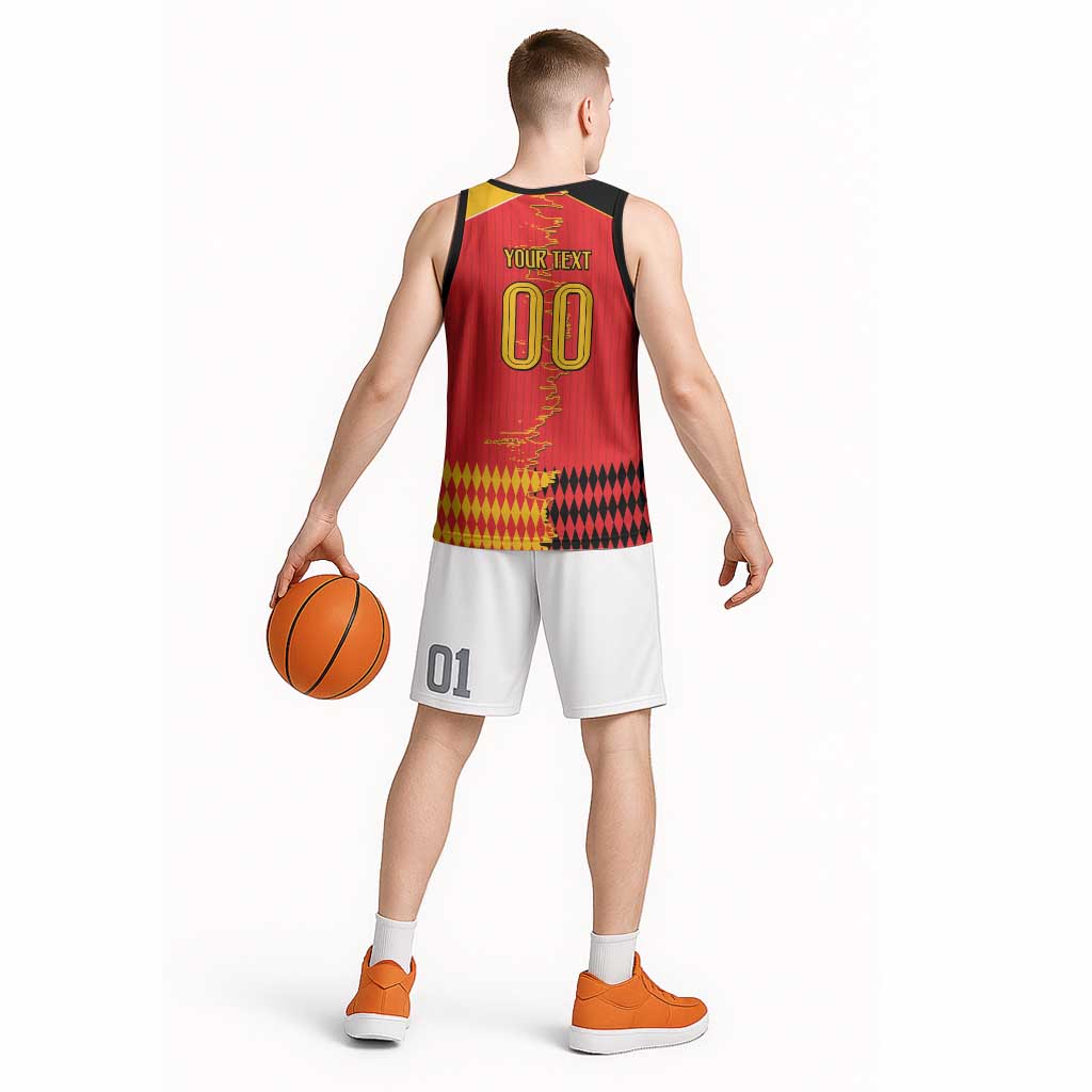 Custom Albania Montenegro Cultural Half Flag Basketball Jersey Scratch Style