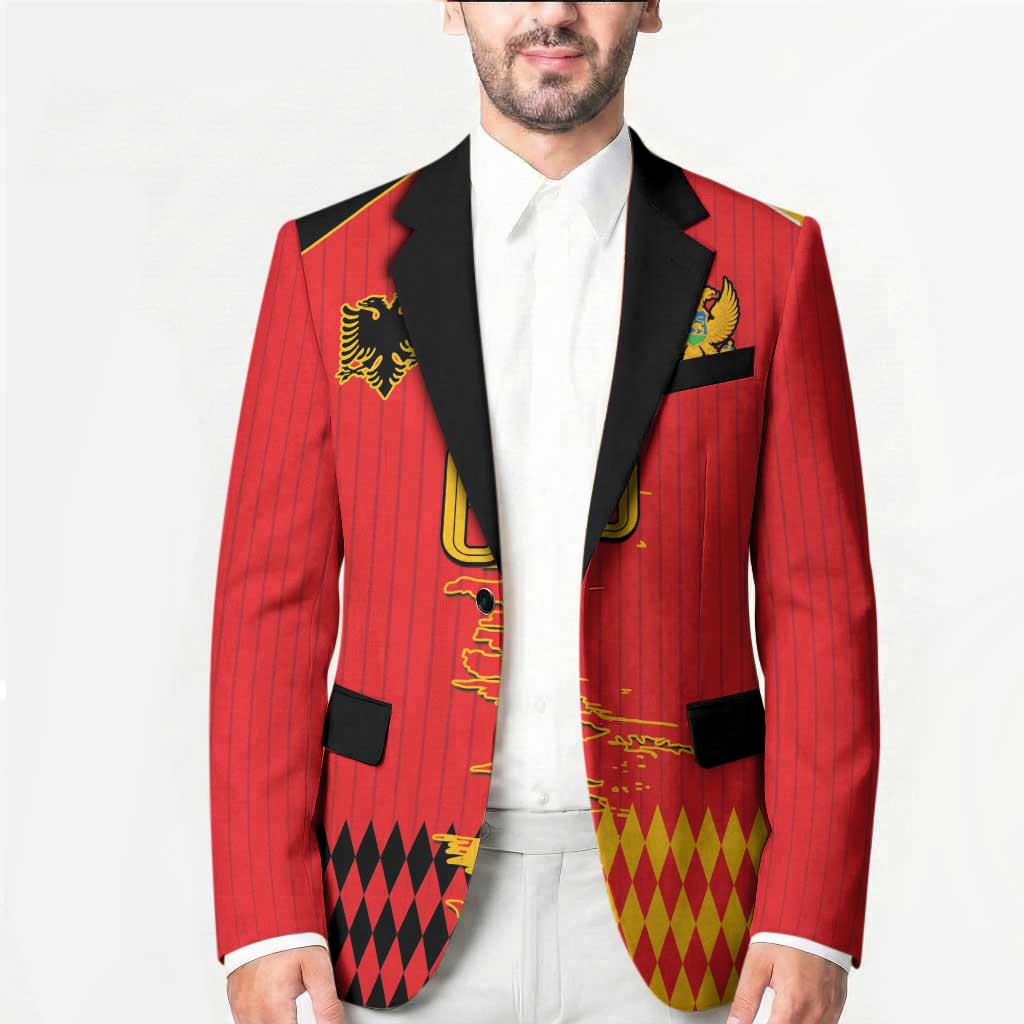 Custom Albania Montenegro Cultural Half Flag Blazer Scratch Style