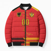 Custom Albania Montenegro Cultural Half Flag Bomber Puffer Jacket Scratch Style