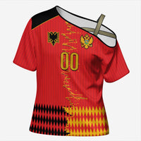 Custom Albania Montenegro Cultural Half Flag Cross Shoulder Shirt Scratch Style