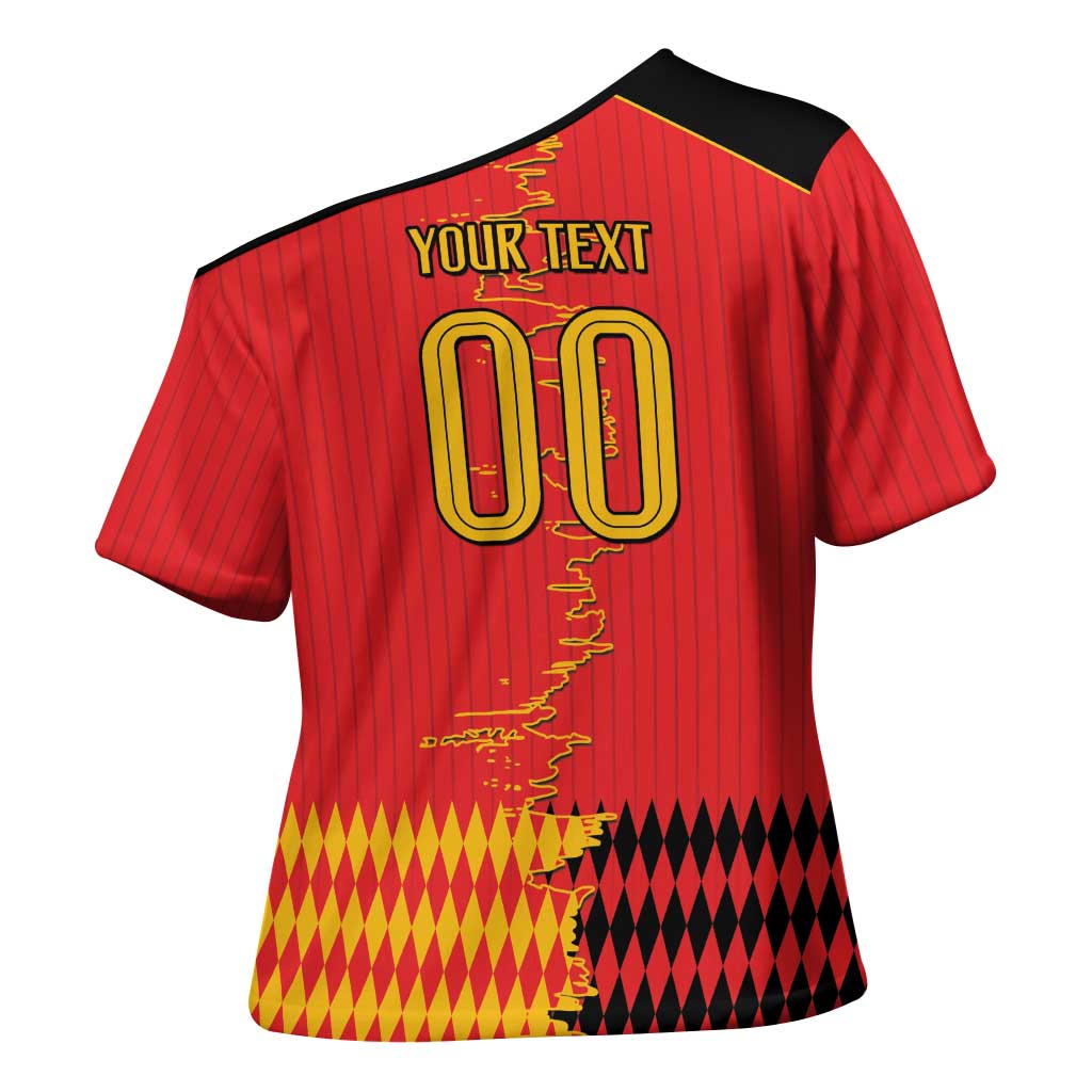 Custom Albania Montenegro Cultural Half Flag Cross Shoulder Shirt Scratch Style