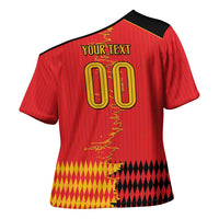 Custom Albania Montenegro Cultural Half Flag Cross Shoulder Shirt Scratch Style