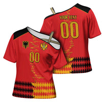 Custom Albania Montenegro Cultural Half Flag Cross Shoulder Shirt Scratch Style