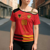 Custom Albania Montenegro Cultural Half Flag Cross Shoulder Shirt Scratch Style