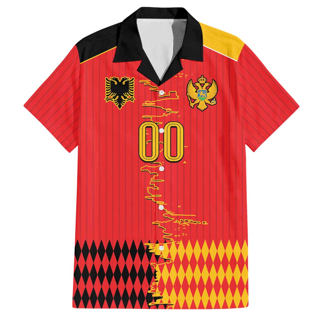 Custom Albania Montenegro Cultural Half Flag Hawaiian Shirt Scratch Style