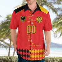 Custom Albania Montenegro Cultural Half Flag Hawaiian Shirt Scratch Style