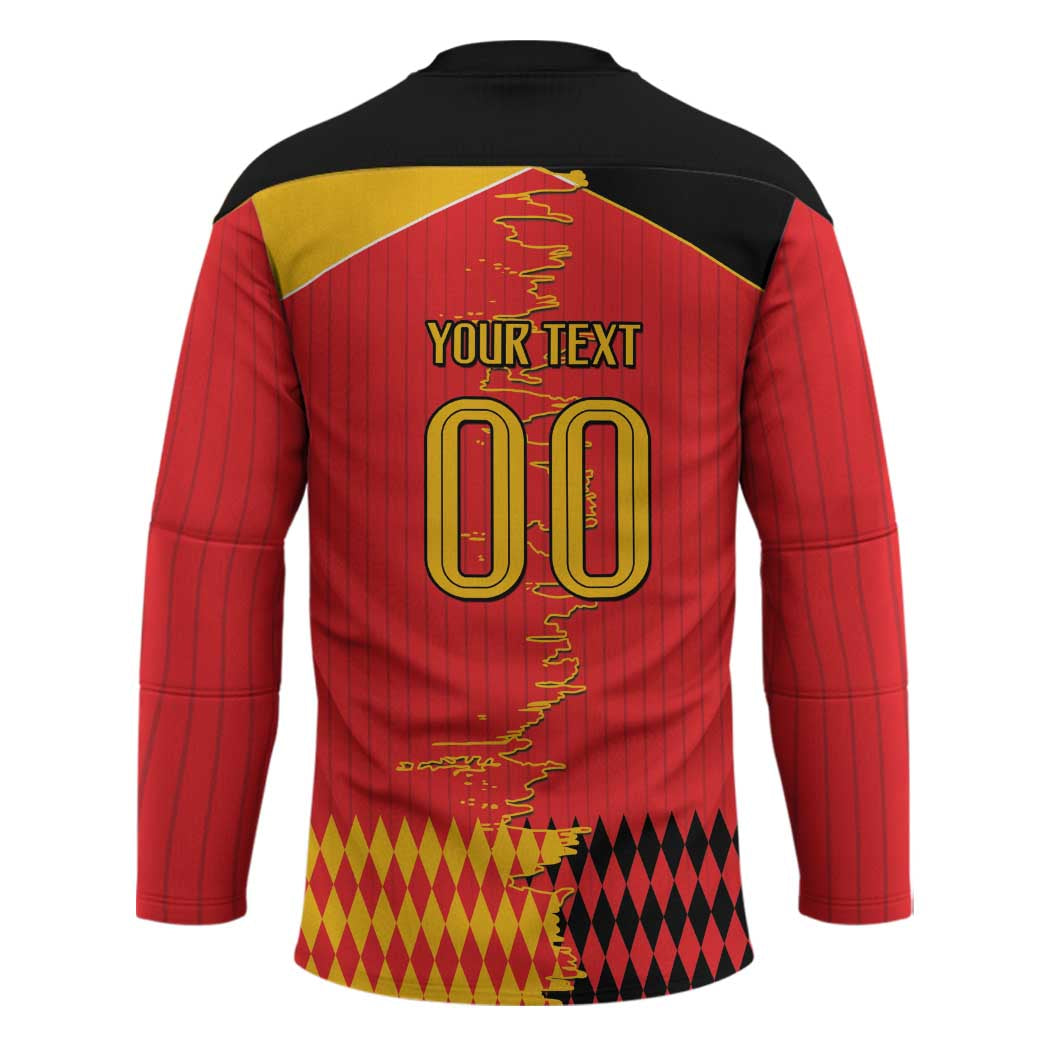 Custom Albania Montenegro Cultural Half Flag Hockey Jersey Scratch Style