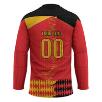 Custom Albania Montenegro Cultural Half Flag Hockey Jersey Scratch Style