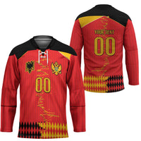 Custom Albania Montenegro Cultural Half Flag Hockey Jersey Scratch Style