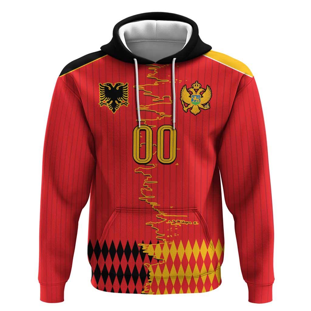 Custom Albania Montenegro Cultural Half Flag Hoodie Scratch Style