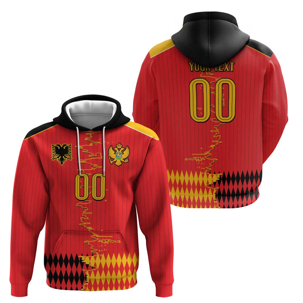 Custom Albania Montenegro Cultural Half Flag Hoodie Scratch Style