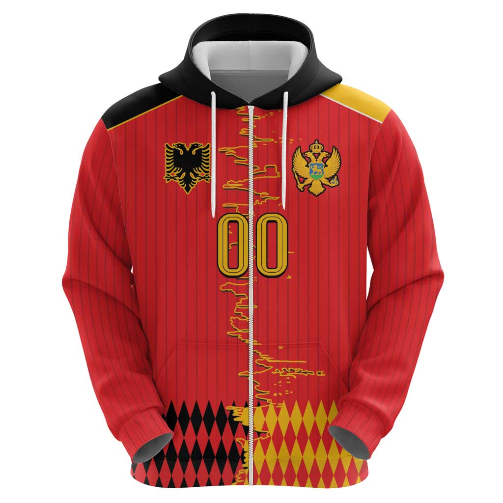 Custom Albania Montenegro Cultural Half Flag Hoodie Scratch Style