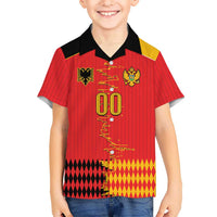 Custom Albania Montenegro Cultural Half Flag Kid Hawaiian Shirt Scratch Style
