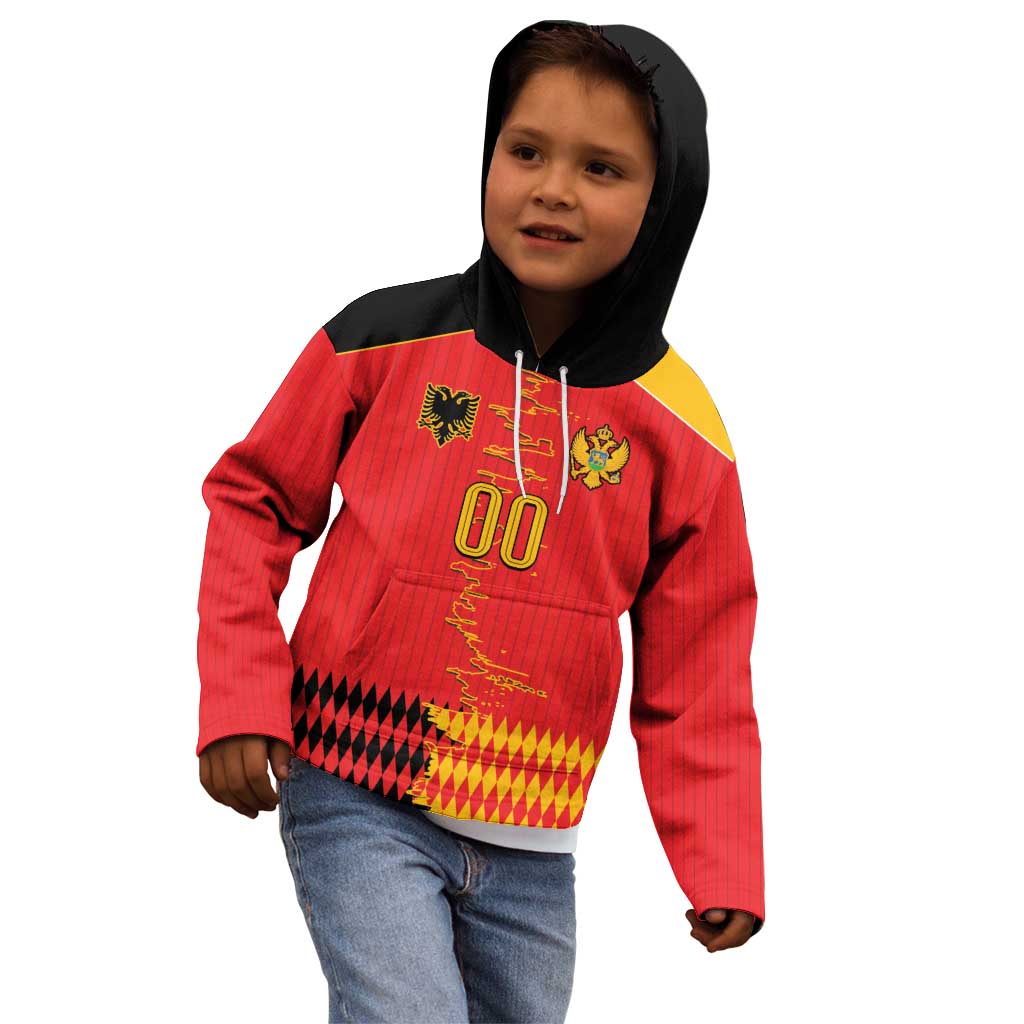 Custom Albania Montenegro Cultural Half Flag Kid Hoodie Scratch Style