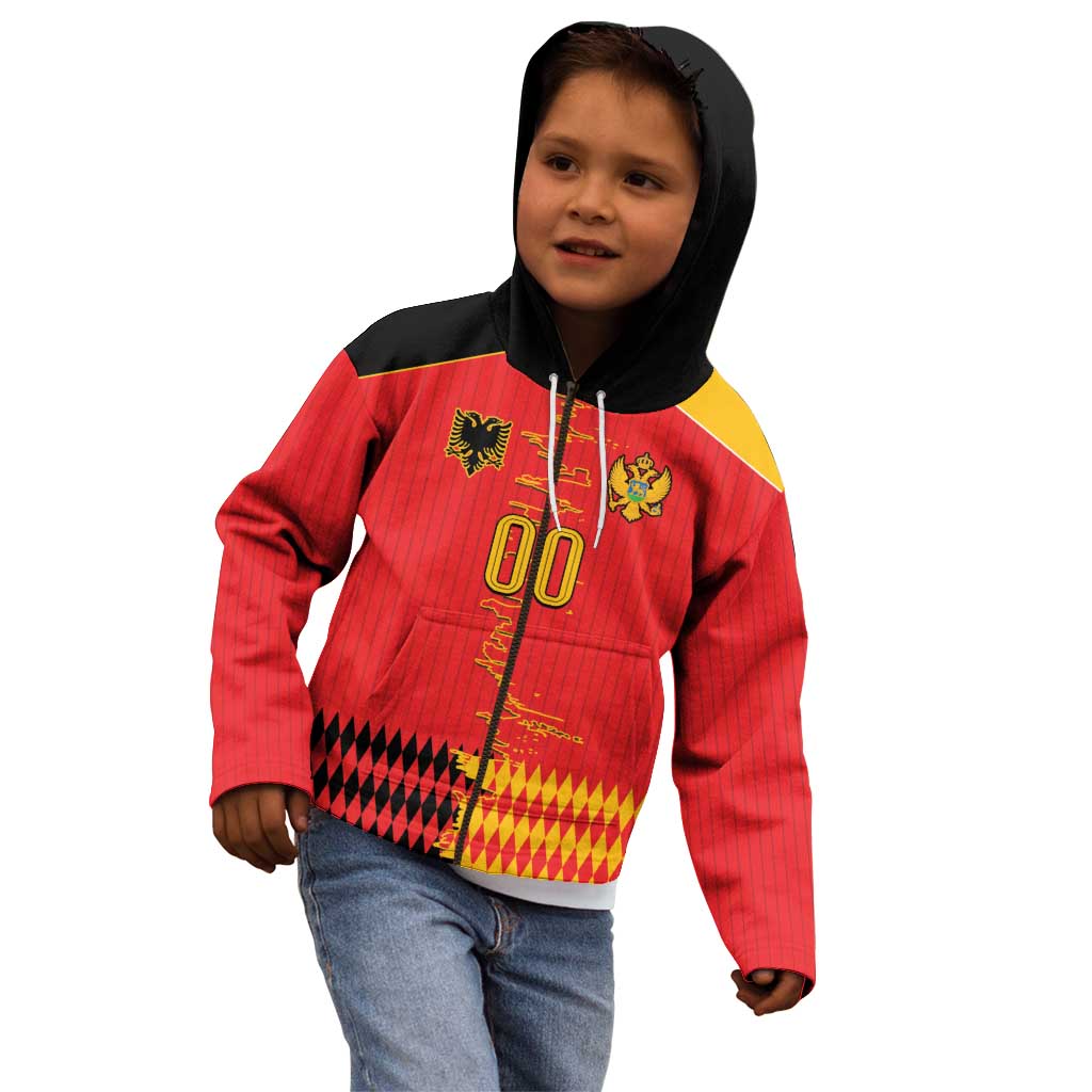 Custom Albania Montenegro Cultural Half Flag Kid Hoodie Scratch Style