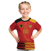 Custom Albania Montenegro Cultural Half Flag Kid T Shirt Scratch Style