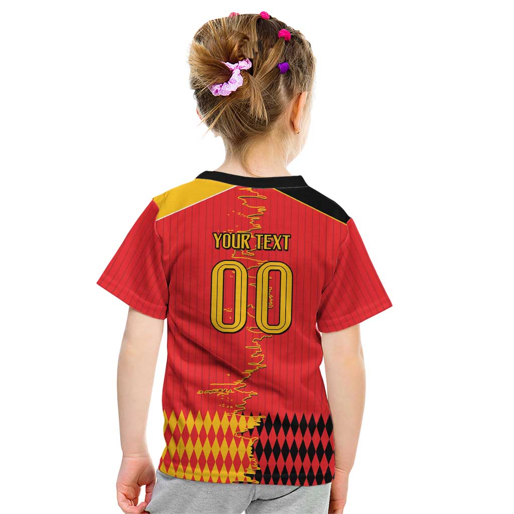 Custom Albania Montenegro Cultural Half Flag Kid T Shirt Scratch Style