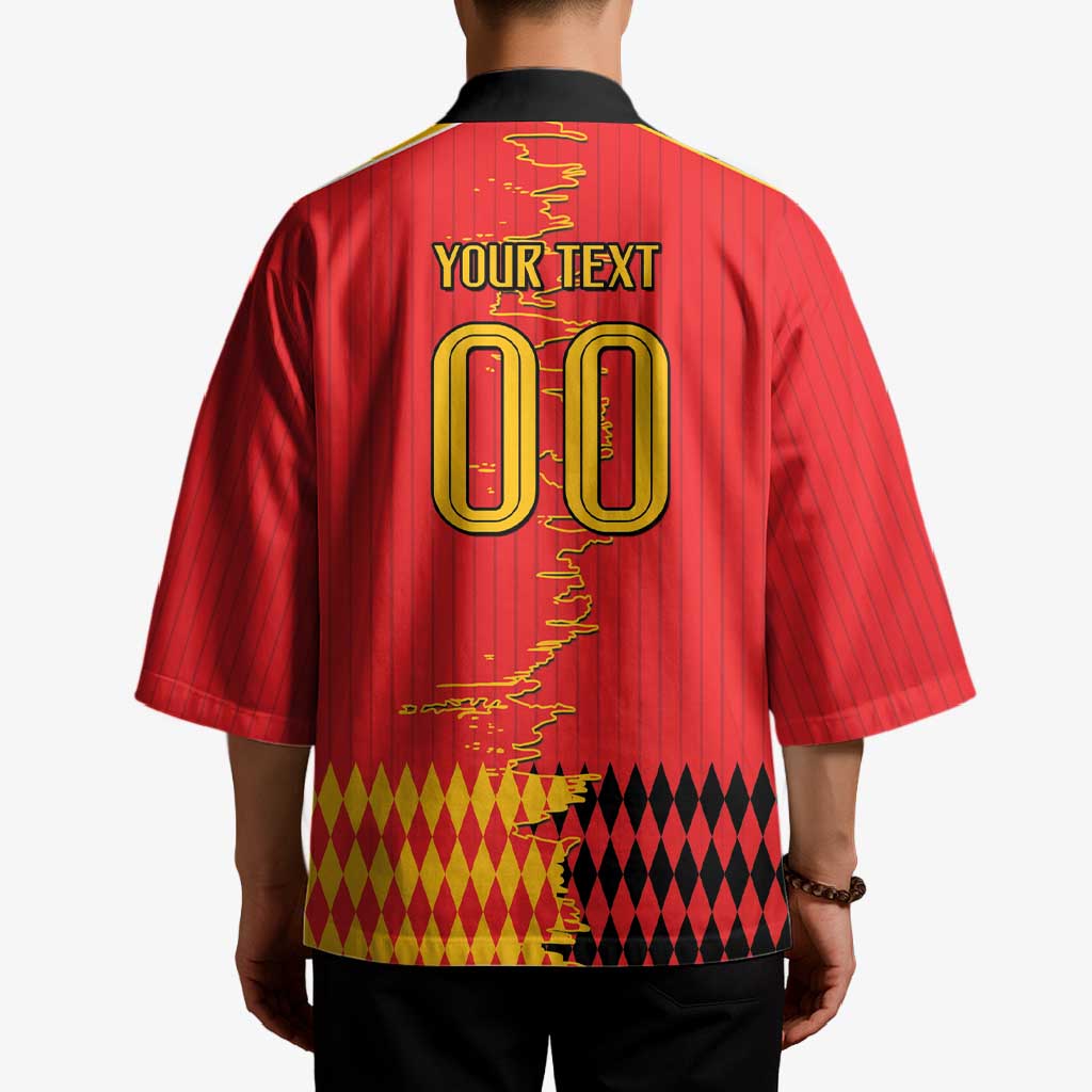Custom Albania Montenegro Cultural Half Flag Kimono Scratch Style