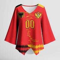Custom Albania Montenegro Cultural Half Flag Kimono Sleeve Blouse Scratch Style