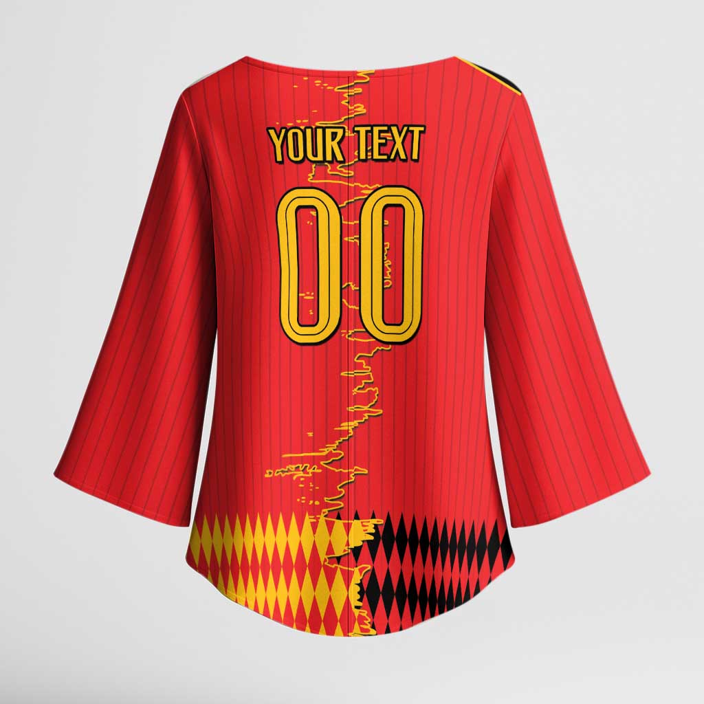 Custom Albania Montenegro Cultural Half Flag Kimono Sleeve Blouse Scratch Style