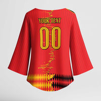Custom Albania Montenegro Cultural Half Flag Kimono Sleeve Blouse Scratch Style