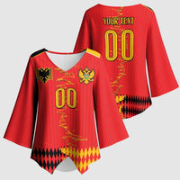 Custom Albania Montenegro Cultural Half Flag Kimono Sleeve Blouse Scratch Style
