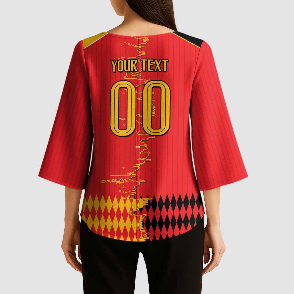 Custom Albania Montenegro Cultural Half Flag Kimono Sleeve Blouse Scratch Style