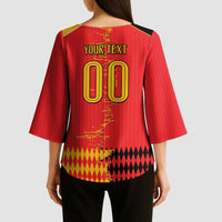 Custom Albania Montenegro Cultural Half Flag Kimono Sleeve Blouse Scratch Style