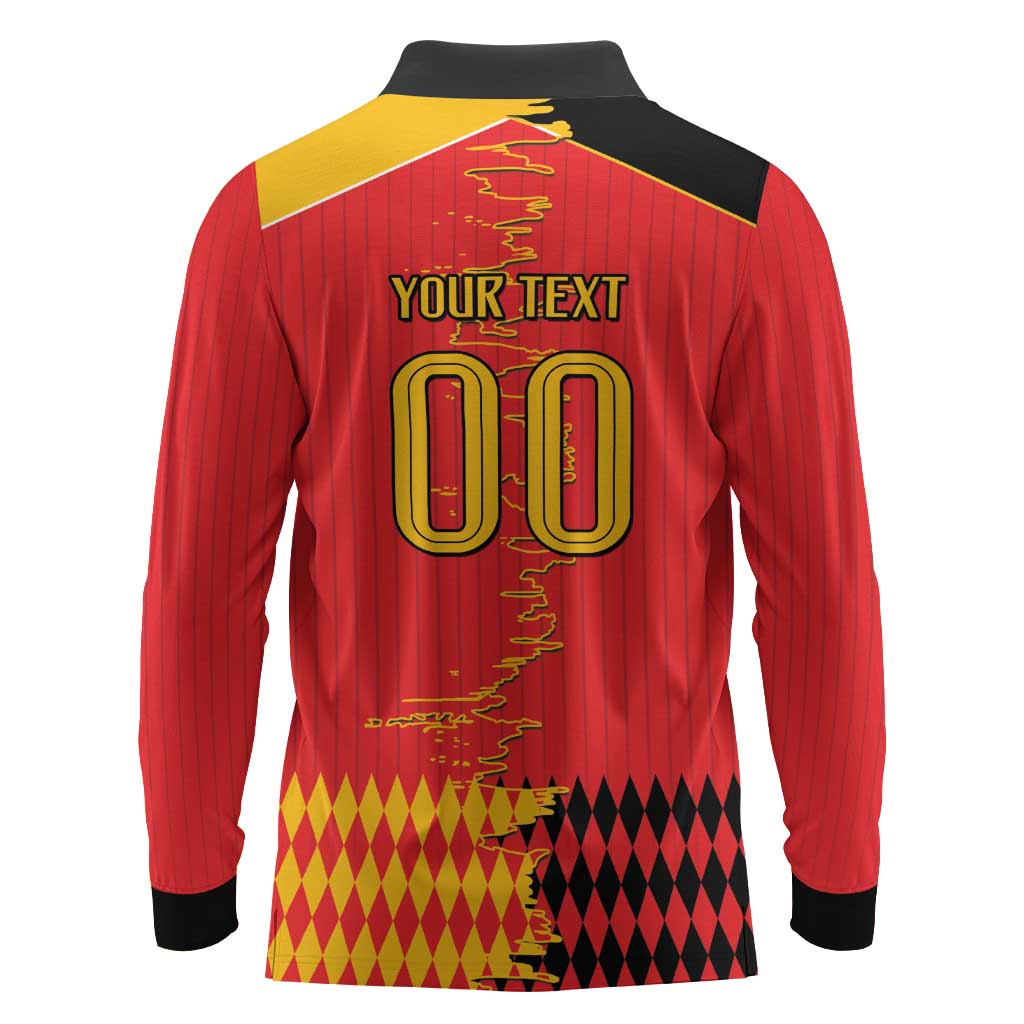 Custom Albania Montenegro Cultural Half Flag Long Sleeve Polo Shirt Scratch Style