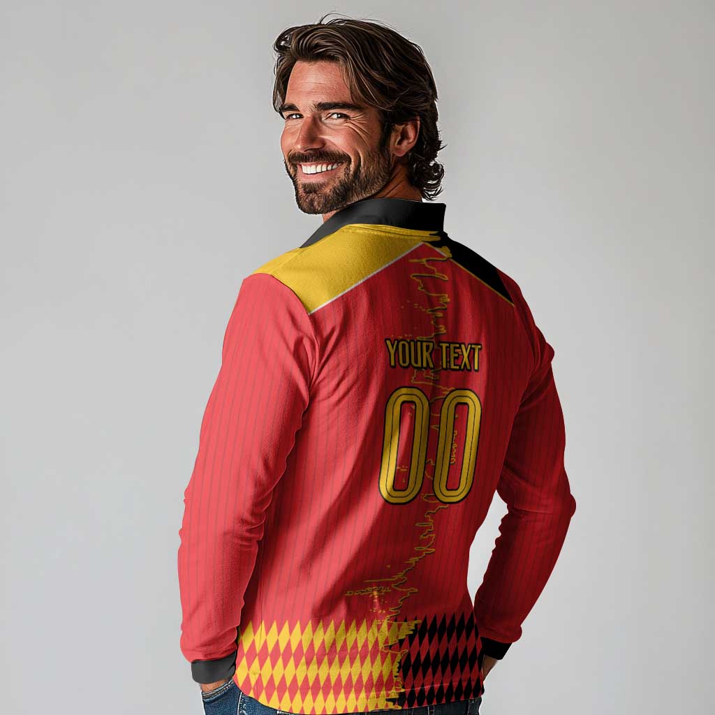 Custom Albania Montenegro Cultural Half Flag Long Sleeve Polo Shirt Scratch Style