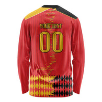 Custom Albania Montenegro Cultural Half Flag Long Sleeve Shirt Scratch Style