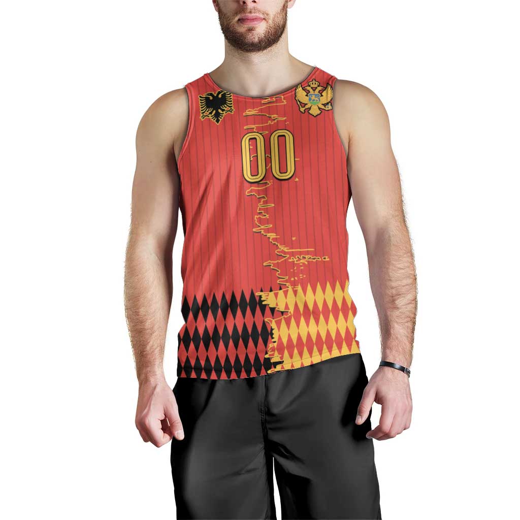 Custom Albania Montenegro Cultural Half Flag Men Tank Top Scratch Style