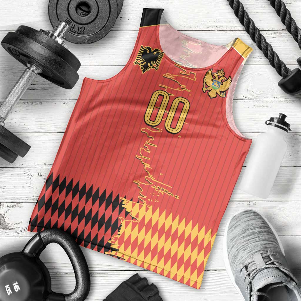 Custom Albania Montenegro Cultural Half Flag Men Tank Top Scratch Style