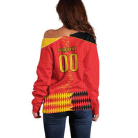 Custom Albania Montenegro Cultural Half Flag Off Shoulder Sweater Scratch Style